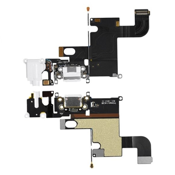Шлейф с разъемом зарядки + наушник + микрофон  iPhone 6  ( белый)